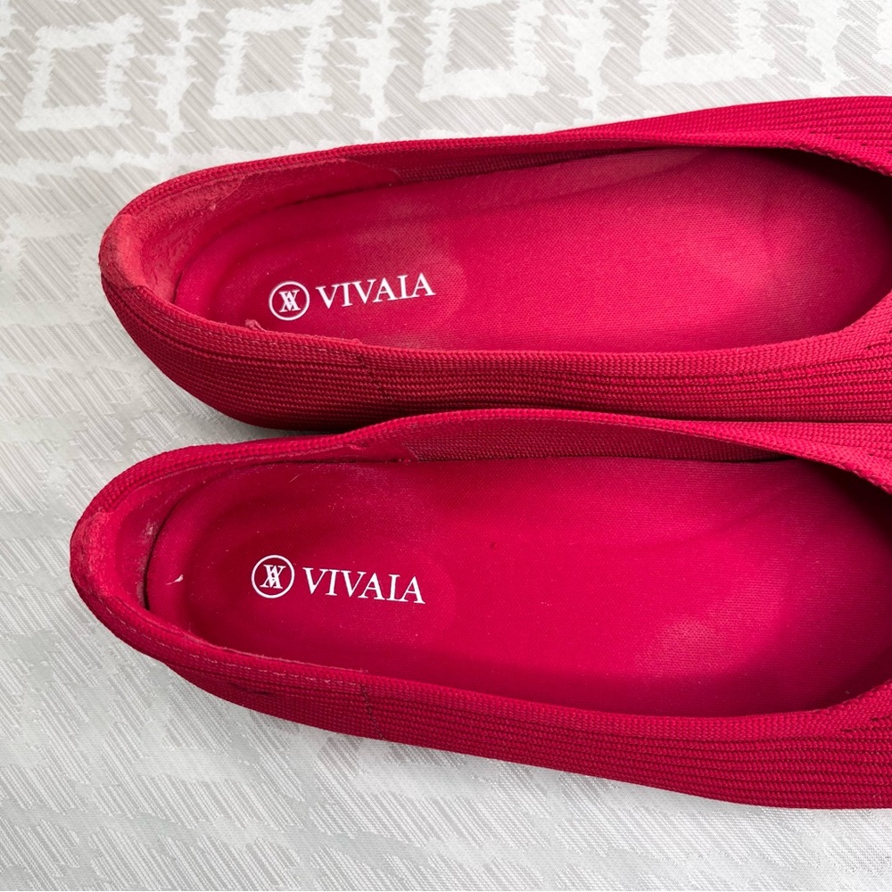 Vivaia Margot Square-Toe V-Cut Flats Red Size 39.5 or 8.5 US - Picture 3 of 8